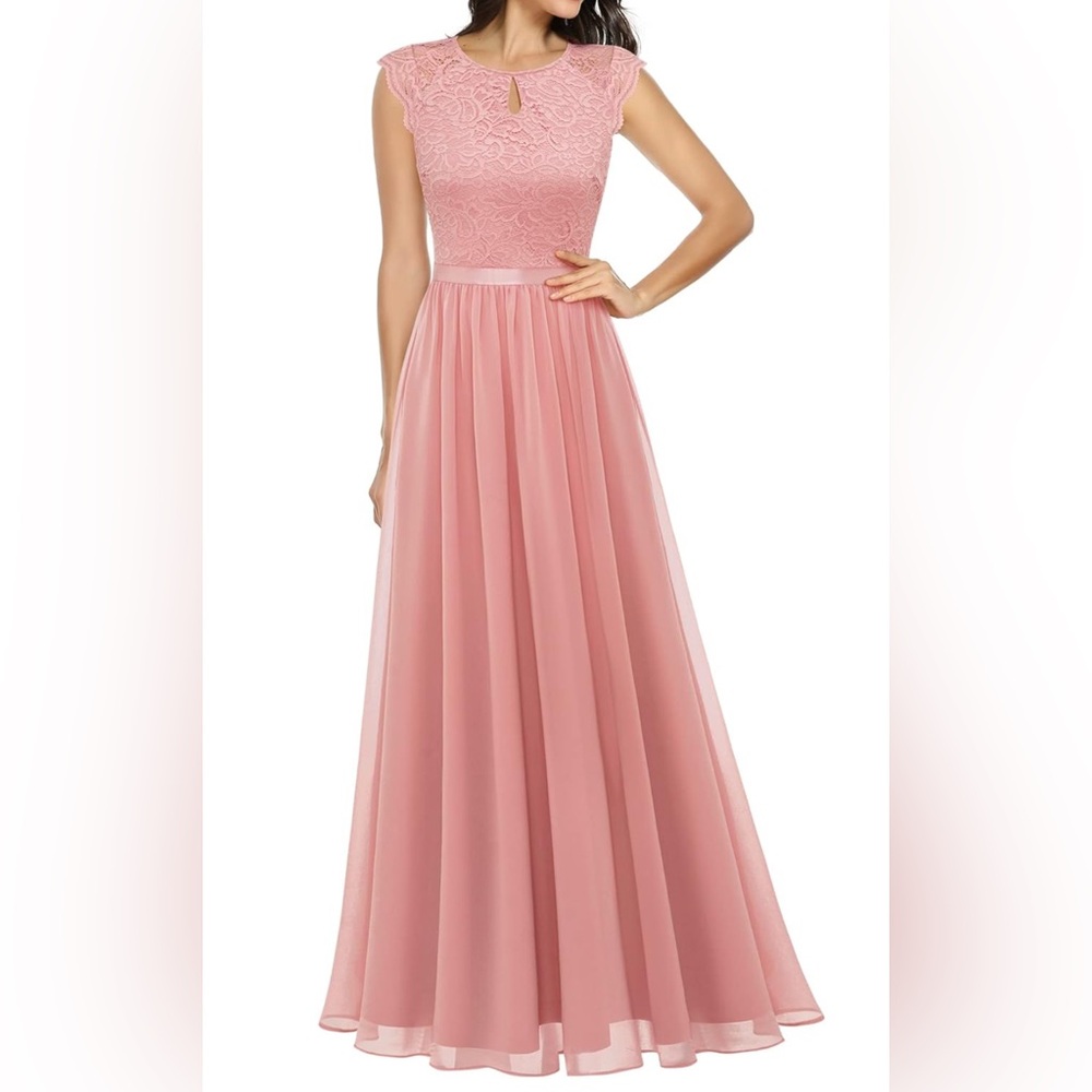 Dressystar Women's Lace Chiffon Long Formal Evening Dress